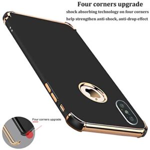 Tverghvad iPhone Xs Case, Ultra Thin Flexible Soft iPhone Xs Slim Case, 3 in 1 Electroplated Shockproof Elegant Phone Case Compatible with iPhone Xs (5.8 inch), Black