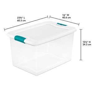 Sterilite 64 Quart Clear Plastic Stackable Storage Container Bin Box Tote with White Latching Lid Organizing Solution for Home & Classroom, 48 Pack