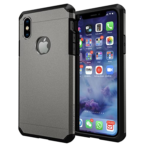 ImpactStrong Compatible with iPhone X Case/iPhone Xs Case, Heavy Duty Dual Layer Protection Cover Heavy Duty Case Designed for iPhone X/Xs 5.8 inch (2018) - Gun Metal