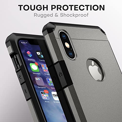 ImpactStrong Compatible with iPhone X Case/iPhone Xs Case, Heavy Duty Dual Layer Protection Cover Heavy Duty Case Designed for iPhone X/Xs 5.8 inch (2018) - Gun Metal