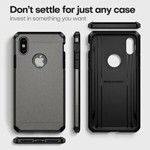 ImpactStrong Compatible with iPhone X Case/iPhone Xs Case, Heavy Duty Dual Layer Protection Cover Heavy Duty Case Designed for iPhone X/Xs 5.8 inch (2018) - Gun Metal