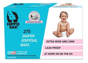 hippo sak diaper disposal bags, 375 count, white