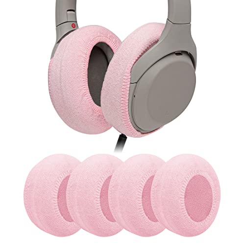 Geekria 2 Pairs Knit Headphones Ear Covers/Washable & Stretchable Sanitary Earcup Protectors for Over-Ear Headset Ear Pads, Sweat Cover for Warm & Comfort Fits 3.14"-4.33" Headsets (M/Pink)