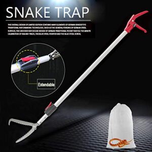 Yomyray Extendable Snake Tong Reptile Grabber Rattle Snake Catcher Wide Jaw Handling Tool with Lock and Comfortable Grip(Include Snake Bag)