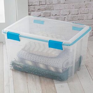 Sterilite 54 Quart Clear Plastic Stackable Storage Container Box Bin with Air Tight Gasket Seal Latching Lid Long Term Organizing Solution, 24 Pack