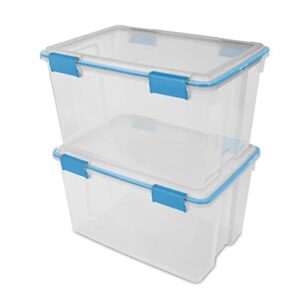 Sterilite 54 Quart Clear Plastic Stackable Storage Container Box Bin with Air Tight Gasket Seal Latching Lid Long Term Organizing Solution, 24 Pack