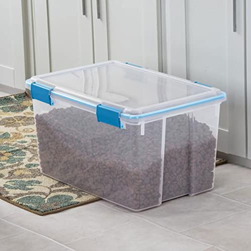 Sterilite 54 Quart Clear Plastic Stackable Storage Container Box Bin with Air Tight Gasket Seal Latching Lid Long Term Organizing Solution, 24 Pack