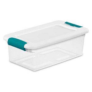 sterilite plastic 6 quart stacking storage box container with latching lid for home, office, workspace, and utility space organization, 48 pack