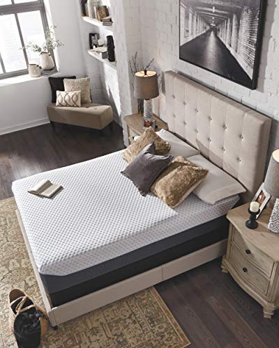 Signature Design by Ashley 12 Inch Elite Plush Mattress, Green Tea & Charcoal Infused Gel Memory Foam, Queen