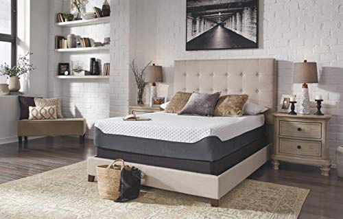 Signature Design by Ashley 12 Inch Elite Plush Mattress, Green Tea & Charcoal Infused Gel Memory Foam, Queen