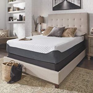 Signature Design by Ashley 12 Inch Elite Plush Mattress, Green Tea & Charcoal Infused Gel Memory Foam, Queen