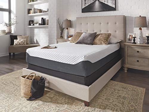 Signature Design by Ashley 12 Inch Elite Plush Mattress, Green Tea & Charcoal Infused Gel Memory Foam, Queen