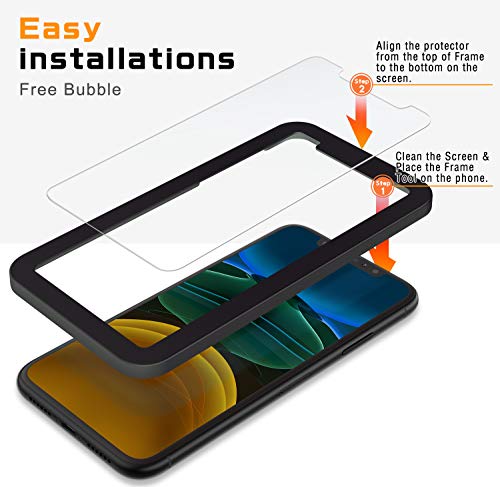 NEARPOW Screen Protector for iPhone 11 / iPhone XR, [4 Pack] Tempered Glass Screen Protector for Apple iPhone XR 6.1" 2018 / iPhone 11 2019, [Fit with Most Cases][Easy Installation Frame][9H Hardness]