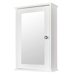 bonnlo bathroom cabinet wall mount mirrored medicine cabinet storage organizer with single door and 2 adjustable shelves white