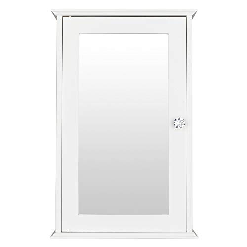 Bonnlo Bathroom Cabinet Wall Mount Mirrored Medicine Cabinet Storage Organizer with Single Door and 2 Adjustable Shelves White