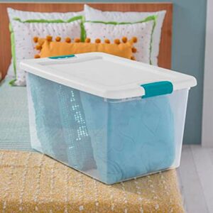 Sterilite 64 Quart Clear Plastic Stackable Storage Container Bin Box Tote with White Latching Lid Organizing Solution for Home & Classroom, 30 Pack