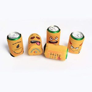 Amazing Drinkers - 10 pack funny quotes & cartoons Extra Thick yellow Neoprene Beer & beverage 12 OZ Can Sleeve Covers - Fully stitched, Trendy & Awesome for Gift or Hosting Item # 10C-YFC