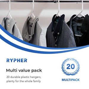 RYPHER New White Plastic Hangers, 20 Pack Plastic Coat Hangers [Snag-Free Coat Hangers] Slim Shirt Hangers Plastic. Ocean Care Plastics Program, 100% Fully Recyclable.