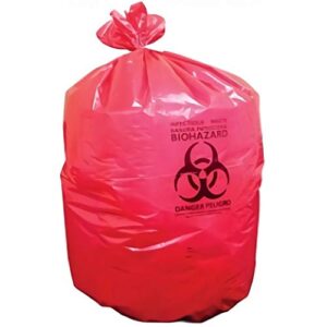 Healthcare Liners by Heritage Bag, when Safety and Perfomance matter. 30"x43", Red, 1.3Mil, 200, Healthcare Printed