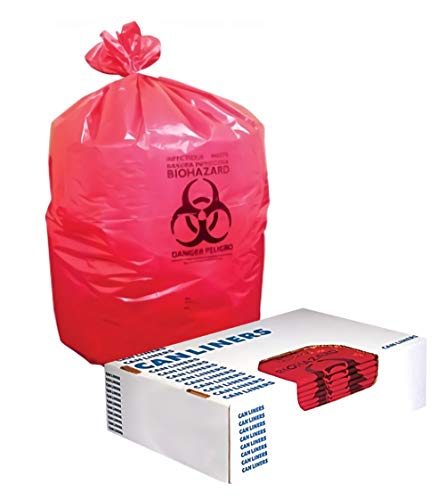 Healthcare Liners by Heritage Bag, when Safety and Perfomance matter. 30"x43", Red, 1.3Mil, 200, Healthcare Printed