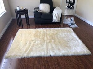 lambzy faux sheepskin super soft hypoallergenic square area rug plush fur premium shag (144", 365x365 cm, cream)