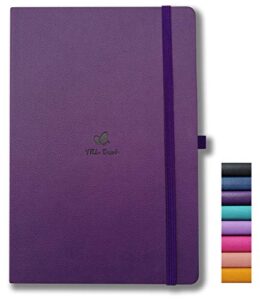 yrl best a5 hardcover notebook journal with pen loop, college ruled/lined, 5.7x8.3", 192 numbered pages of premium thick paper, fine pu leather, sewn bound, elastic closure, lays flat, purple