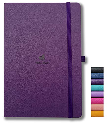 YRL Best A5 Hardcover Notebook Journal with Pen Loop, College Ruled/Lined, 5.7x8.3", 192 Numbered Pages of Premium Thick Paper, Fine PU Leather, Sewn Bound, Elastic Closure, Lays Flat, Purple