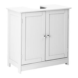 bonnlo pedestal under sink storage vanity with 2 doors traditional bathroom cabinet space saver organizer 23 5/8" x 11 7/16" x 23 5/8" (l x w x h) white (pedestal sink)