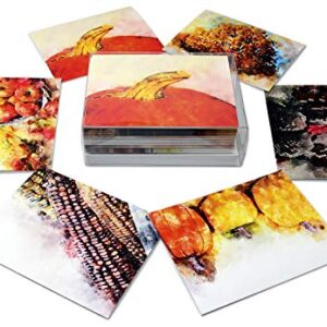 Watercolor Autumn Blank Note Cards - Blank Greeting Cards - 6 Fall Designs - Includes Card and Envelopes - 5.5"X4.25" (12 Pack)