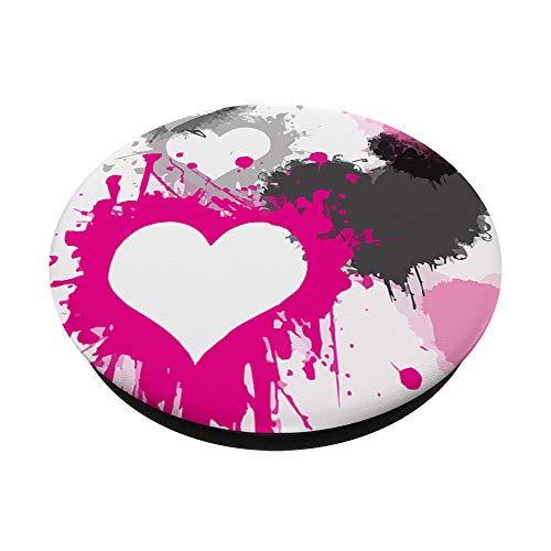 Cell Phone Button Pop Out Holder Cute Pink Heart White Black PopSockets PopGrip: Swappable Grip for Phones & Tablets