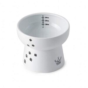 necoichi raised cat water bowl, elevated, with measurement lines, dishwasher and microwave safe (cat, extra tall)