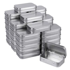 Tamicy Metal Rectangular Empty Hinged Tins - Pack of 40 Silver Mini Portable Box Containers Small Storage Kit & Home Organizer small tins with lids craft containers 3-1/2''X2-1/2''X4/5''