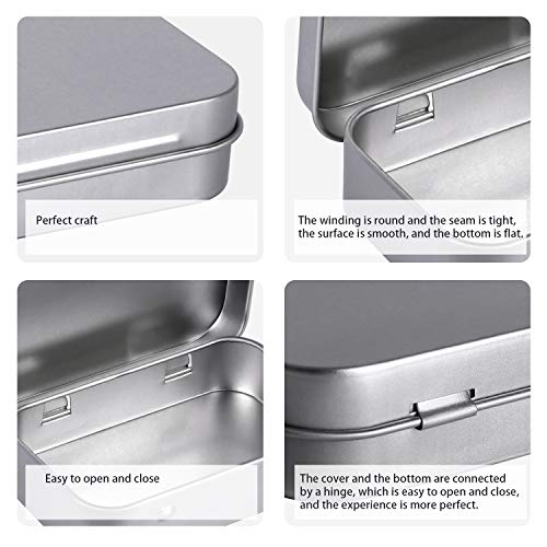 Tamicy Metal Rectangular Empty Hinged Tins - Pack of 40 Silver Mini Portable Box Containers Small Storage Kit & Home Organizer small tins with lids craft containers 3-1/2''X2-1/2''X4/5''