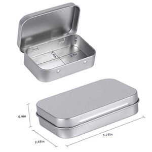 Tamicy Metal Rectangular Empty Hinged Tins - Pack of 40 Silver Mini Portable Box Containers Small Storage Kit & Home Organizer small tins with lids craft containers 3-1/2''X2-1/2''X4/5''