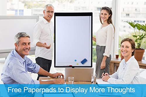 DexBoard Magnetic Mobile Whiteboard/Height Adjustable Dry Erase Board Easel on Rolling Stand, 40 X 28 Inch, w/ Flipchart Easel Pad, Magnets & Eraser, Black