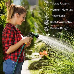 AUTOMAN-Garden-Hose-Nozzle,ABS Water Spray Nozzle with Heavy Duty 7 Adjustable Watering Patterns,Slip Resistant for Watering Plants,Lawn& Garden,Washing Cars,Cleaning,Showering Pets & Outdoor Fun.