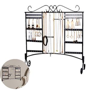 comcreate jewelry organizer stand with removable foot large capacity jewelry stand with 80 holes/10 hooks and 2 crossbars