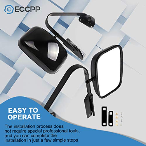 ECCPP Driver Right Door Mirror for Ford F-Series F150 F250 F350 Bronco Tow Mirrors Fit For 1980-1996 Ford F150 F250 F35 F150P/U/BRONCO Towing Mirrors Manual Telescopic Black Texture Housing