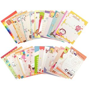 creammuffin stationary 8.2 x 5.83 inches 30 pcs cute lovely kawaii special design artoon animal design writing letter paper stationary paper (white, kawaii)