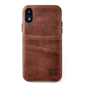 Dockem iPhone XR Wallet Case: Built-in Metal Plate for Magnetic Mounting & 2 Credit Card Holders (6.1" Exec M2, Synthetic Leather, Brown)