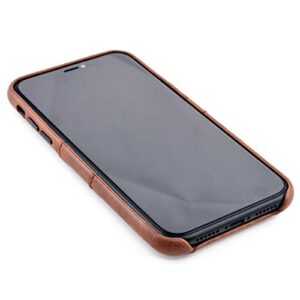 Dockem iPhone XR Wallet Case: Built-in Metal Plate for Magnetic Mounting & 2 Credit Card Holders (6.1" Exec M2, Synthetic Leather, Brown)