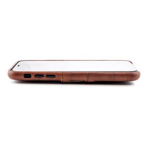 Dockem iPhone XR Wallet Case: Built-in Metal Plate for Magnetic Mounting & 2 Credit Card Holders (6.1" Exec M2, Synthetic Leather, Brown)