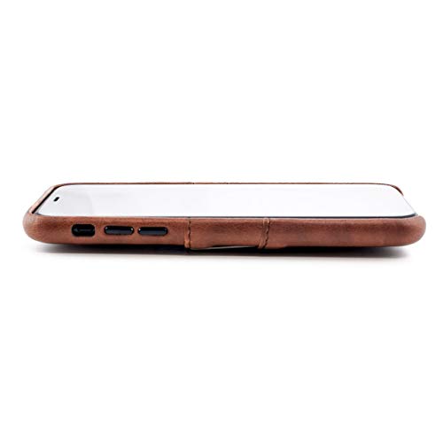 Dockem iPhone XR Wallet Case: Built-in Metal Plate for Magnetic Mounting & 2 Credit Card Holders (6.1" Exec M2, Synthetic Leather, Brown)