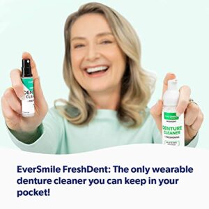 FreshDent Denture & Partial Cleaner - On The Go Dental Cleaning & Teeth Whitening Spray. Kills Bacteria & Freshens Bad Breath Mint Flavored (4pk)
