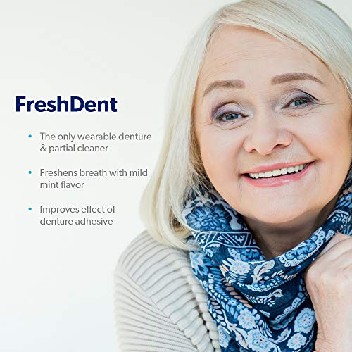 FreshDent Denture & Partial Cleaner - On The Go Dental Cleaning & Teeth Whitening Spray. Kills Bacteria & Freshens Bad Breath Mint Flavored (4pk)