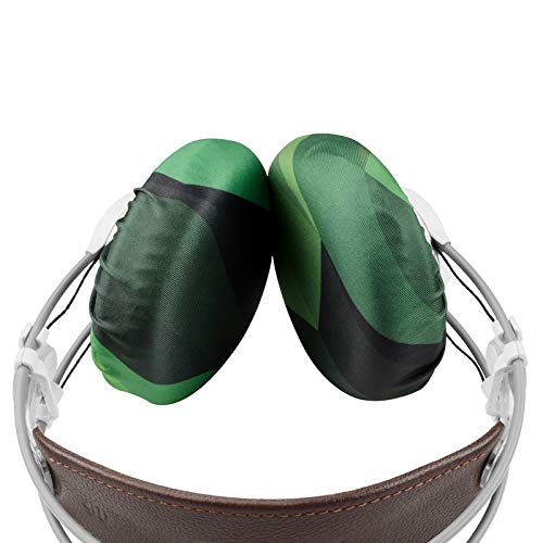 Geekria 2 Pairs Flex Fabric Headphones Ear Covers, Washable & Stretchable Sanitary Earcup Protectors for Large Over-Ear Headset Ear Pads, Sweat Cover for Warm & Comfort (L/Green)