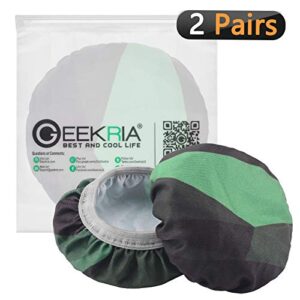 Geekria 2 Pairs Flex Fabric Headphones Ear Covers, Washable & Stretchable Sanitary Earcup Protectors for Large Over-Ear Headset Ear Pads, Sweat Cover for Warm & Comfort (L/Green)