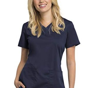 Cherokee Women Scrubs Top Workwear Revolution Tech V-Neck WW770AB, XL, Navy