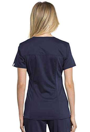 Cherokee Women Scrubs Top Workwear Revolution Tech V-Neck WW770AB, XL, Navy