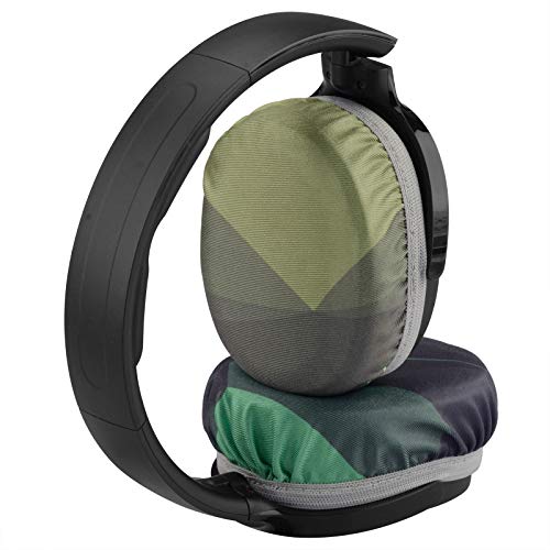 Geekria 2 Pairs Flex Fabric Headphones Ear Covers, Washable & Stretchable Sanitary Earcup Protectors for Over-Ear Headset Ear Pads, Sweat Cover for Warm & Comfort (M/Green)